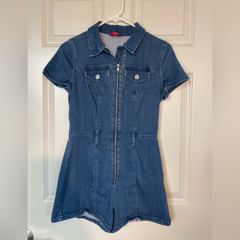 Guess Blue Denim Zip-Up Dress